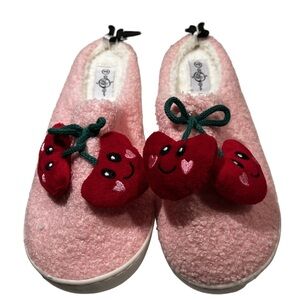 Cozy Pink Slippers with Cherry Accents